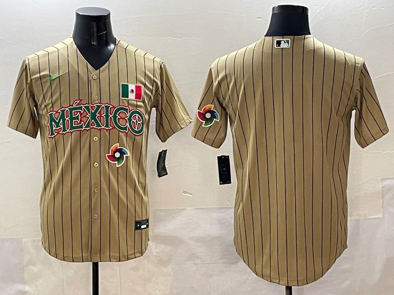 Men Mexico Blank Brown Stripe Joint Name 2025 Nike MLB Jersey style 4